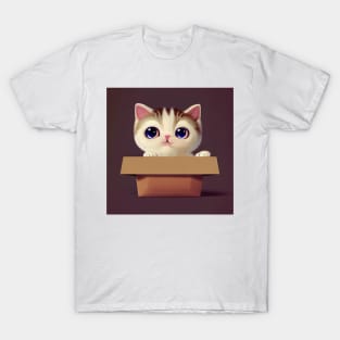 Cute small baby cat in cardboard box T-Shirt